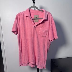 OAS Pink Terry Polo Shirt - Men's Casual Short Sleeve medium
